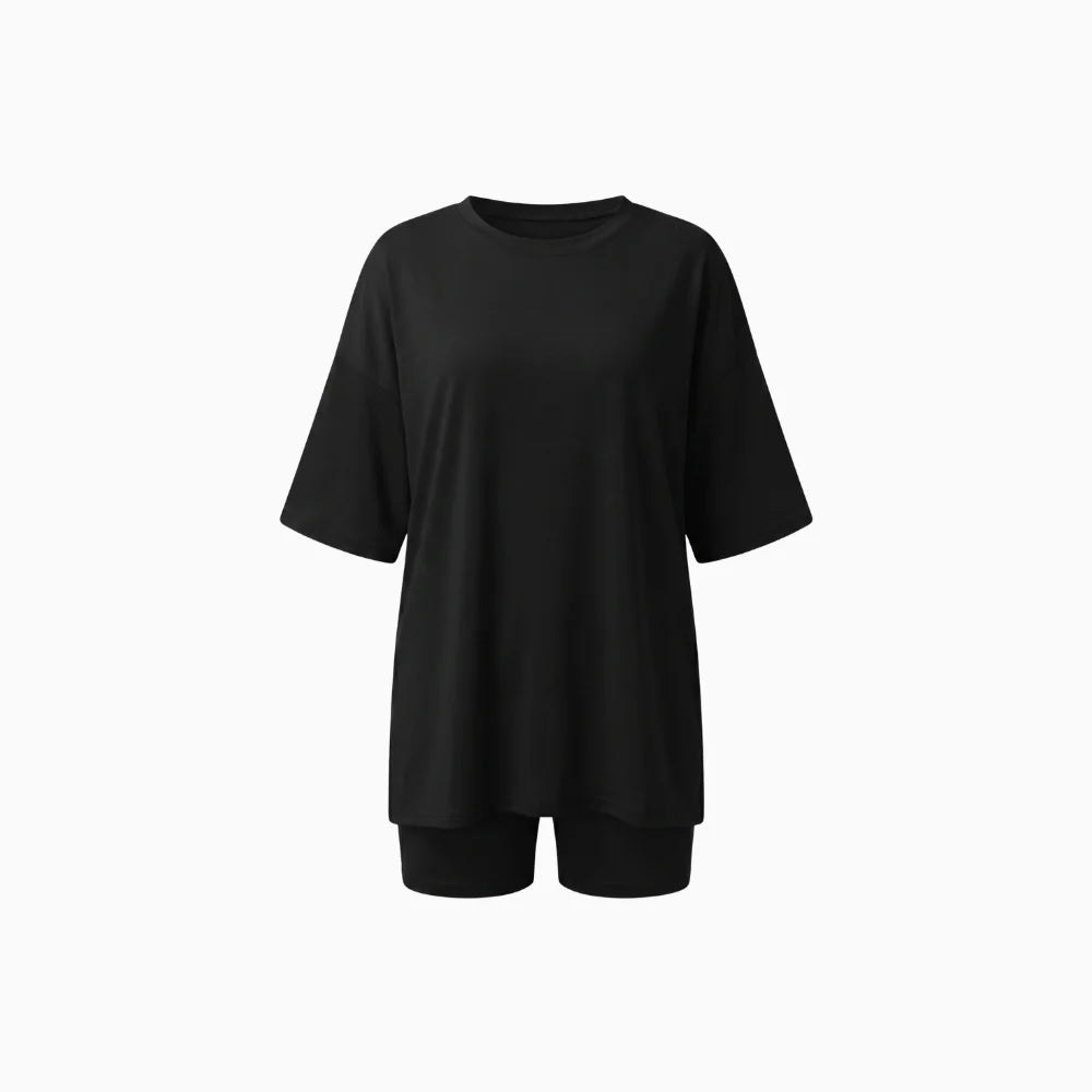 Lunaria | Women's Minimal Lounge Set – Oversized Relaxed Comfort Fit-Women's Two Piece Sets-option1]-XS-