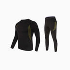 Valen | Thermal Underwear Set for Men - Stretch Fleece Lined Slim Fit-Tactical Set-Black-S-Camoufit