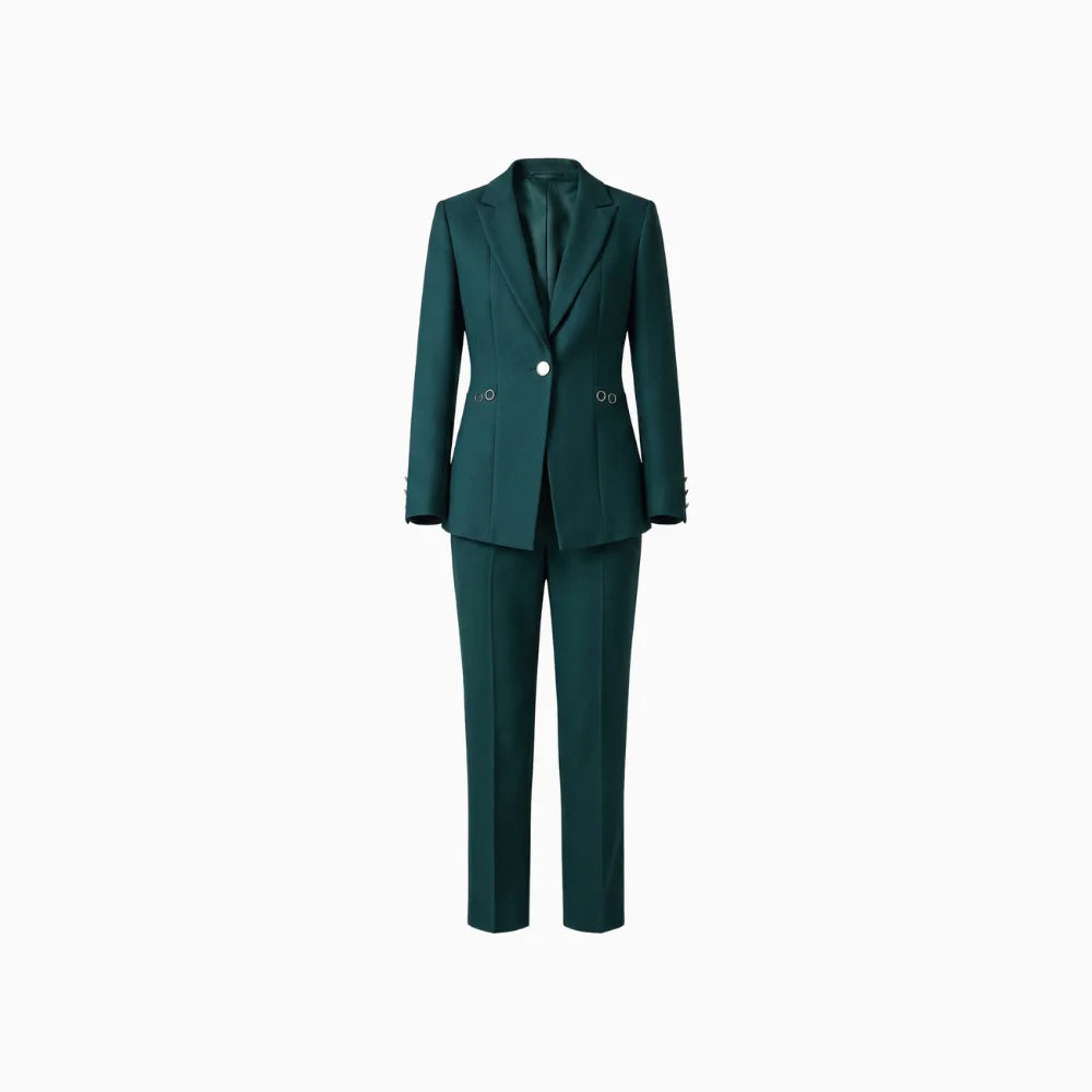 Céllia | Blazer Set for Women - One Button Straight Trousers Tailored Elegant Refined Fit-Women's Two Piece Sets-Teal-S-Camoufit