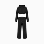 Women's Hoodie Tracksuit Set – Wide Leg Relaxed Lounge Fit-Women's Two Piece Sets-Black-S-