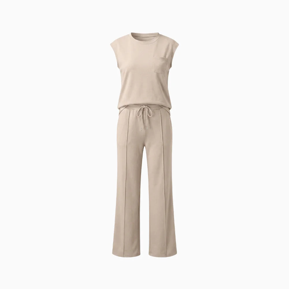 Sorelli | Lounge Set for Women - Casual Soft Minimalist Relaxed Cosy Two Piece Modern Fit-Loungewear set-Apricot-S-Camoufit