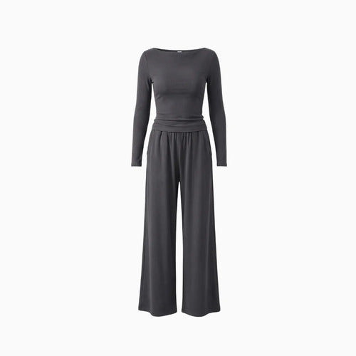 Aléora | Cosy Set for Women - Elegant Relaxed Two Piece Soft Refined Timeless Comfort Fit-Loungewear set-Grey-S-Camoufit