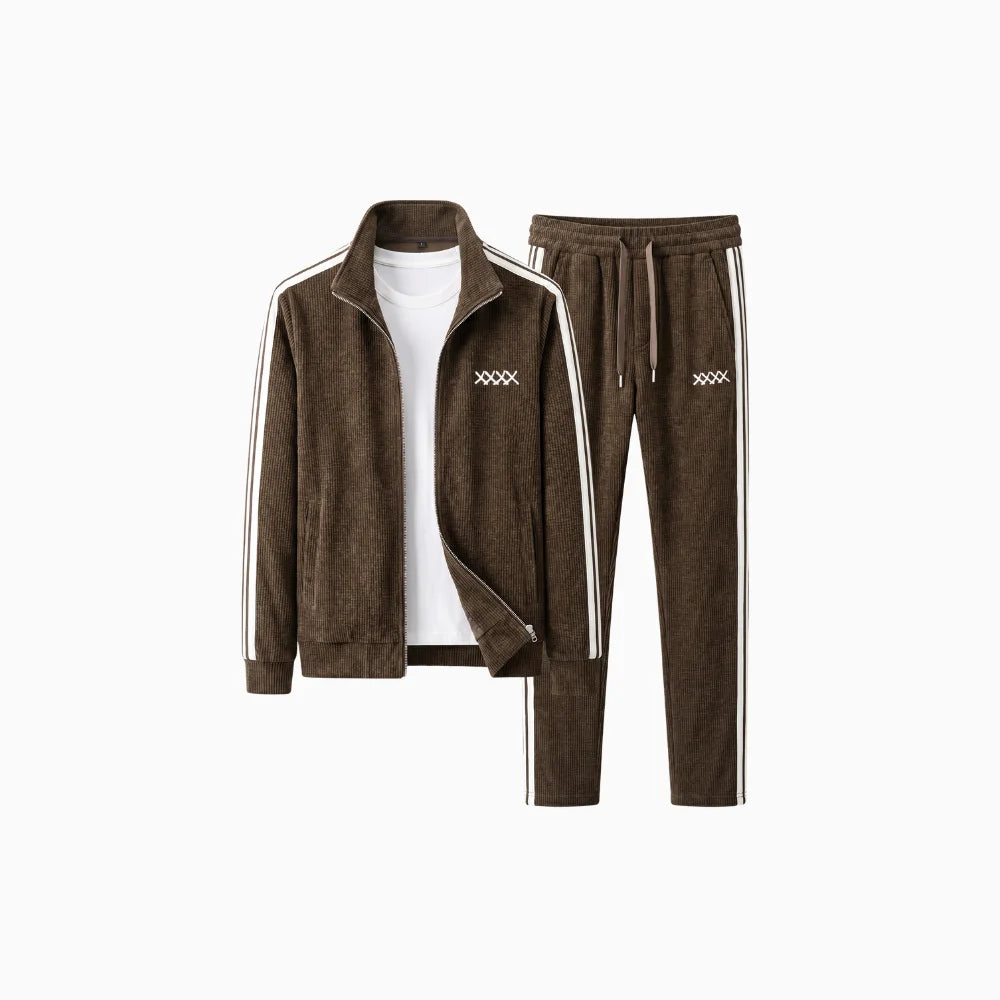 Men's Corduroy Winter Tracksuit Set – Warm Relaxed Comfort Fit-Men's Tracksuit-Chestnut Brown-XS-