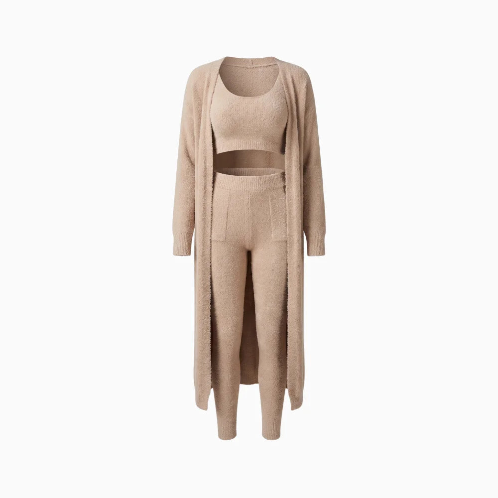 Fiora | Loungewear Set for Women - 3 Piece Cosy Warm Comfortable Relaxed Winter Fit-Loungewear set-White-S-Camoufit