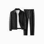 Men's Track Set – Athletic Stripe Flexible Comfort Fit-Men's Tracksuit-Black-M-