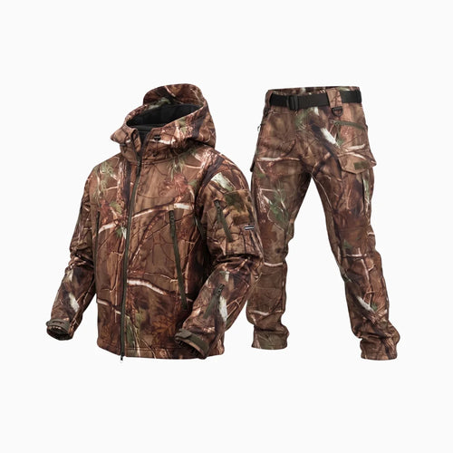 Casen | Softshell Jacket and Pants Set for Men - Waterproof Camo Fleece Lined Hunting Fit-Tactical Set-Tree camo-XS-Camoufit