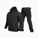 Vireon | Softshell Jacket and Pants Set for Men - Water Resistant Tactical Utility Layered Fit-Tactical Set-Black-S-Camoufit