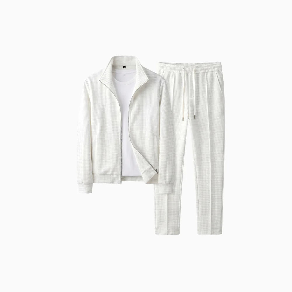 Men's Tracksuit Set – Cotton Blend Jogger Relaxed Fit-Men's Tracksuit-White-S-