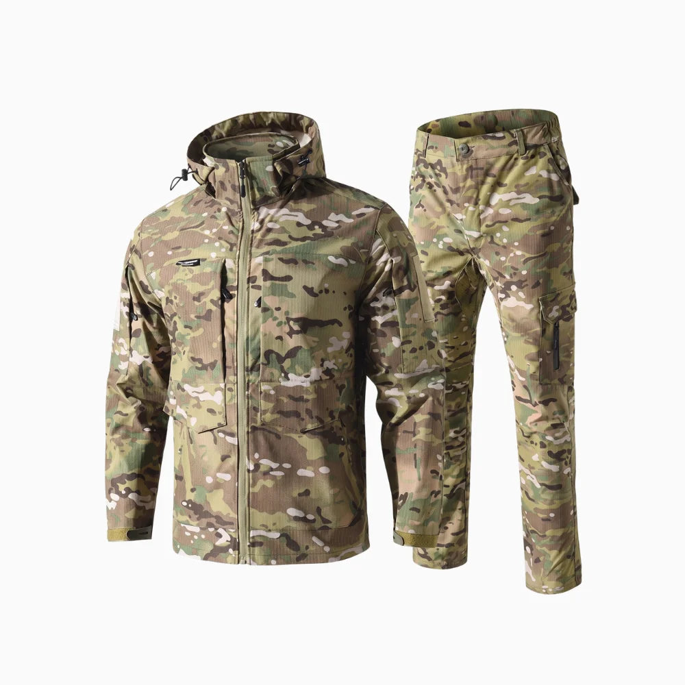 Norvin | Rip Stop Suit Set for Men - Waterproof Tactical Cargo Pants Jacket Durable Fit-Tactical Set-Camouflage-S-Camoufit