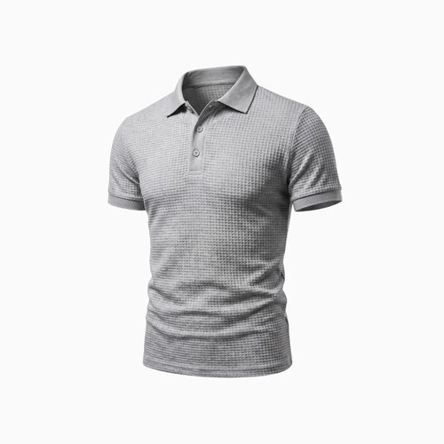 Casaro | Knit Polo Shirt for Men - Waffle Textured Three Button Cotton Regular Summer Fit-Polo Shirt-White-S-Camoufit