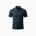 Marlo | Polo Shirt for Men - Short Sleeve Three Button Textured Knit Regular Summer Fit-Polo Shirt-Black-S-Camoufit