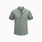 Cazaro | Henley Shirt for Men - Short Sleeve Grandad Collar Chest Pocket Regular Summer Fit-Men's Henley Shirt-White-S-Camoufit