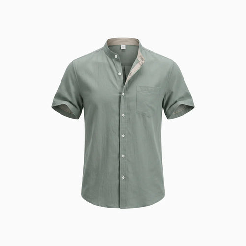 Cazaro | Henley Shirt for Men - Short Sleeve Grandad Collar Chest Pocket Regular Summer Fit-Men's Henley Shirt-White-S-Camoufit
