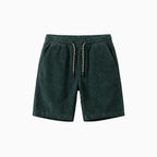 Men's Corduroy Shorts with Drawstring Waist Elastic Waistband Side Pockets Above Knee Length-Men's Shorts-Green-M-