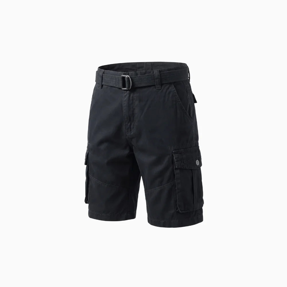 Corvin | Cargo Shorts for Men - Multi Pocket Straight Cut Relaxed Comfortable Casual Fit-Men's Shorts-Black-29-Camoufit