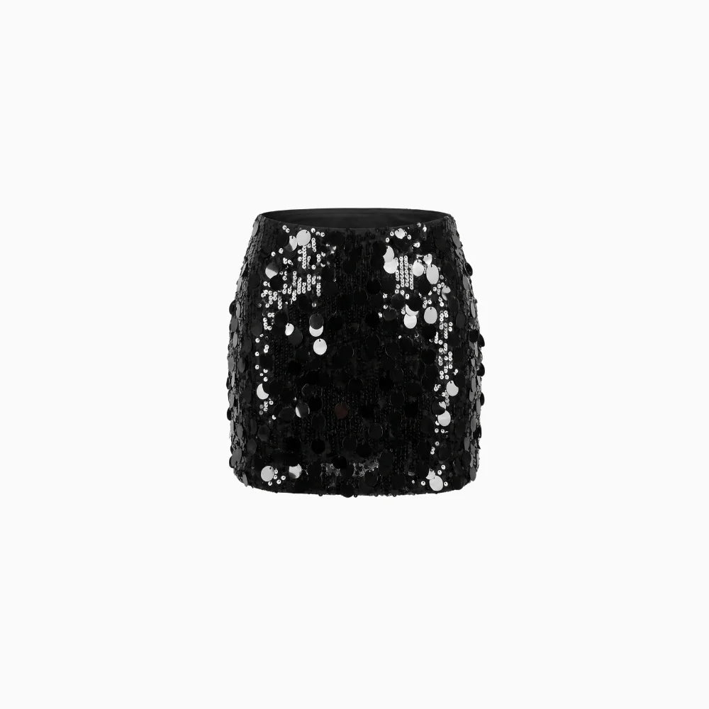Eluné | Dazzling Sparkling Sequin Skirt for Women - Elegant Flattering Fit-Women's Skirt-Black-S-Camoufit