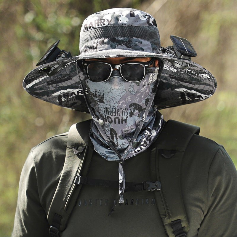 Novaro | Solar-Powered Double Fan Sun Hat - Wide Brim UV Protection Unisex Fit-Hat-Gray Splash-One Size Fits All-Camoufit