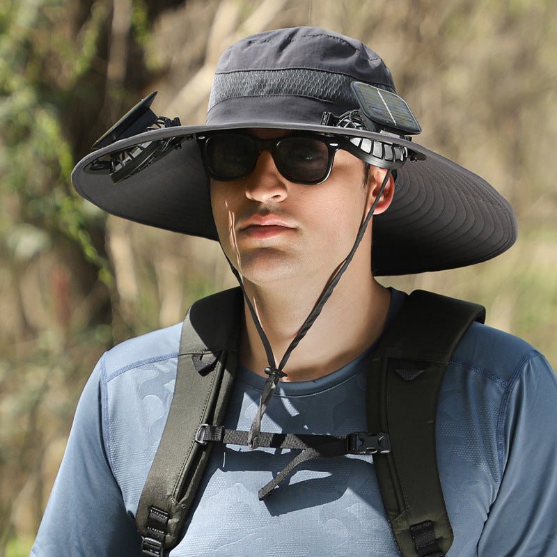 Novaro | Solar-Powered Double Fan Sun Hat - Wide Brim UV Protection Unisex Fit-Hat-Dark Gray-One Size Fits All-Camoufit