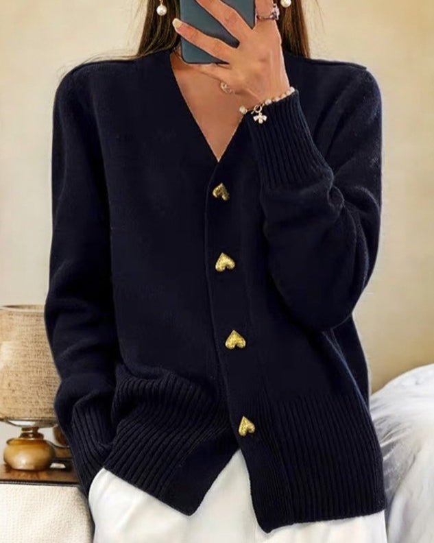 Zahara | Women's V-Neck Cardigan Sweater Black