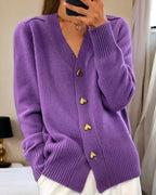 Zahara | Women's V-Neck Cardigan Sweater Violet
