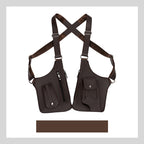 Brown underarm holster bag set with X-back straps and two front pouch compartments