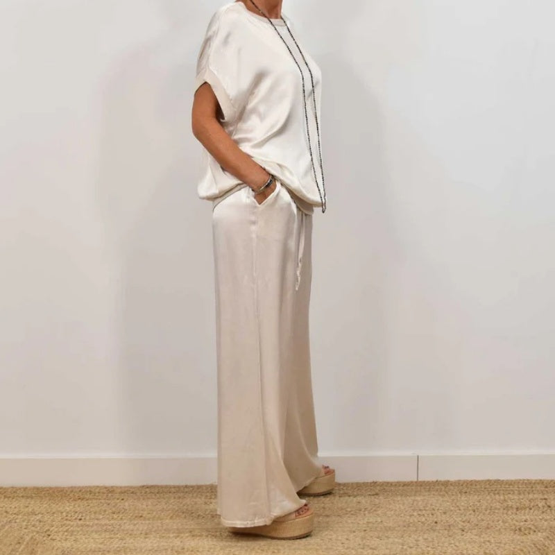 Naïra | Two Piece Outfit for Women - Elegant Soft Relaxed Flattering Versatile Chic Fit-Women's Two Piece Sets-White-XS-Camoufit