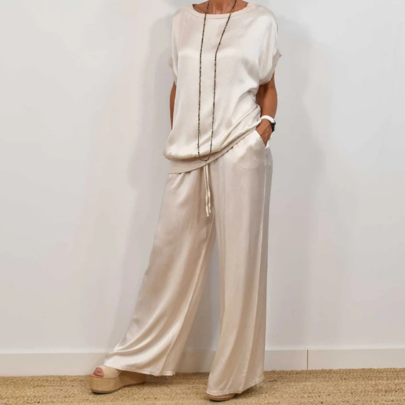 Naïra | Two Piece Outfit for Women - Elegant Soft Relaxed Flattering Versatile Chic Fit-Women's Two Piece Sets-White-XS-Camoufit