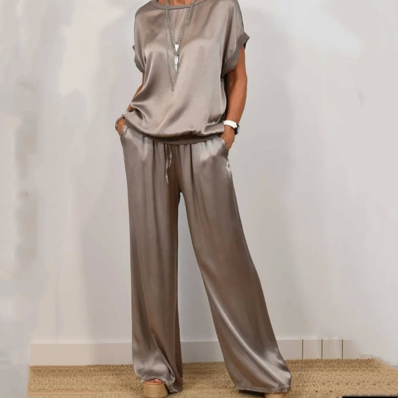 Naïra | Two Piece Outfit for Women - Elegant Soft Relaxed Flattering Versatile Chic Fit-Women's Two Piece Sets-Gray-XS-Camoufit
