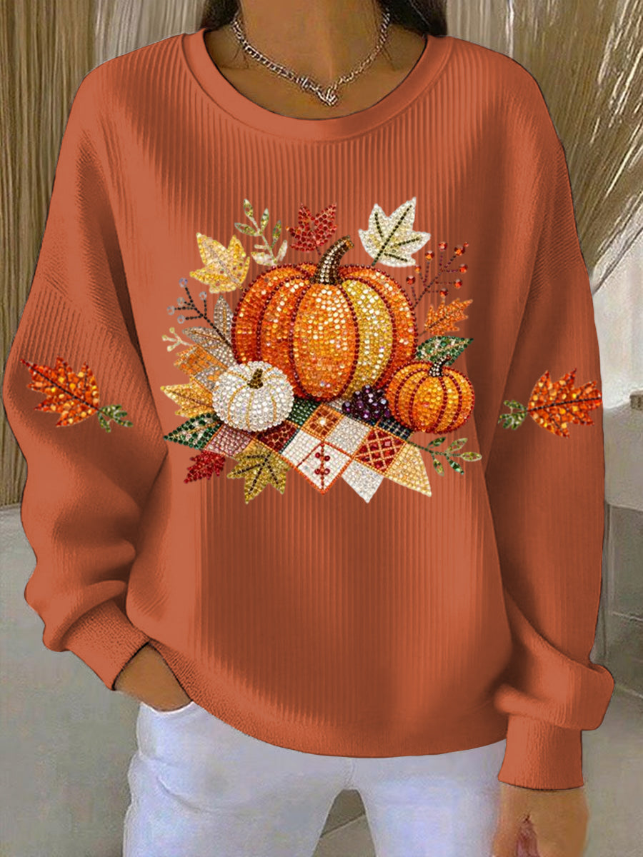 Umami | Women's Pumpkin Graphic Sweatshirt - Fall Halloween Crewneck Pullover