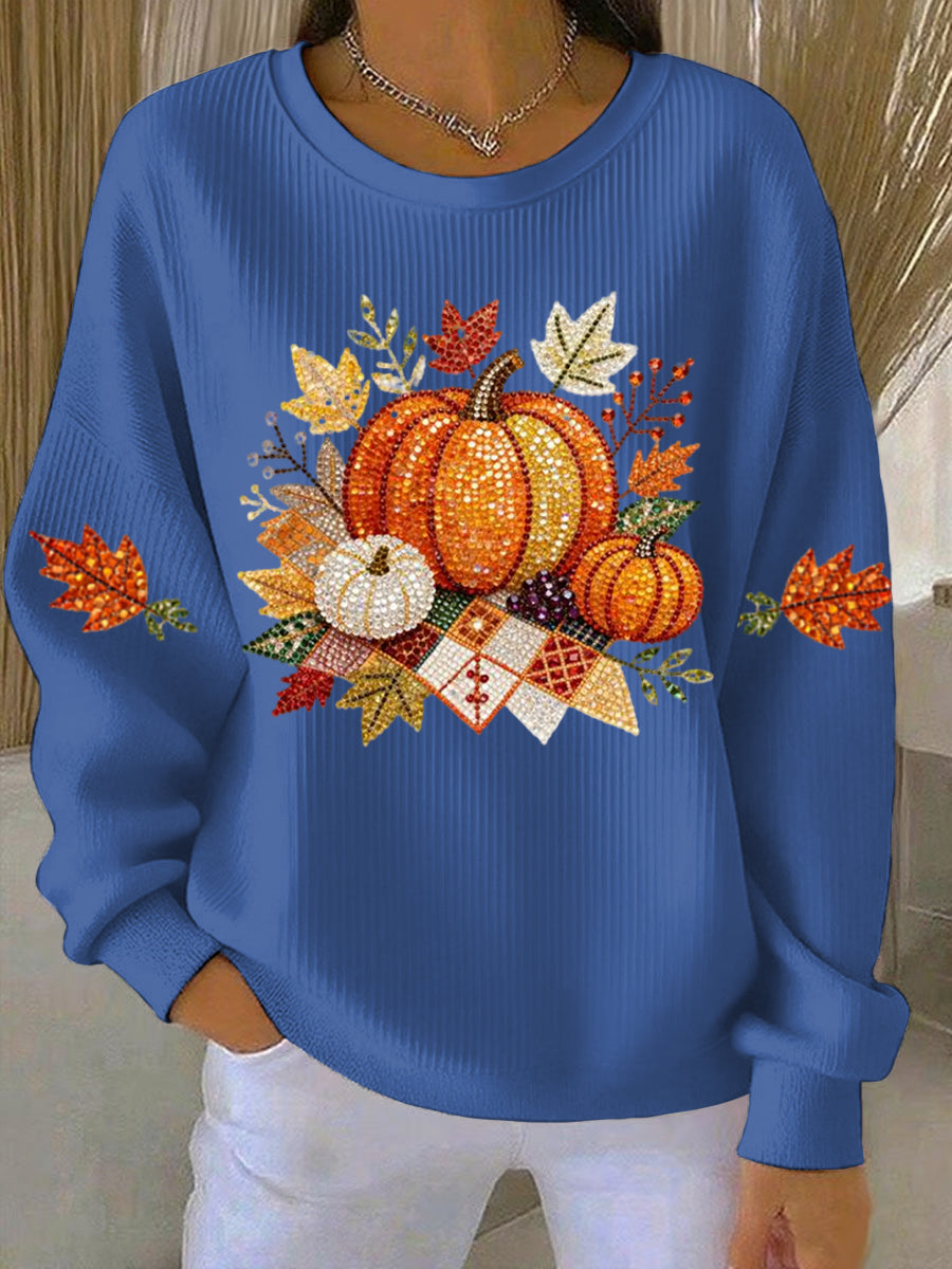 Umami | Women's Pumpkin Graphic Sweatshirt - Fall Halloween Crewneck Pullover