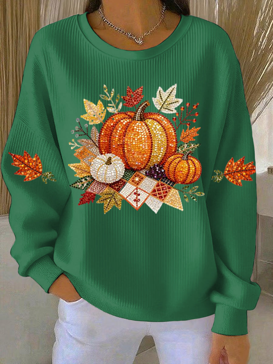 Umami | Women's Pumpkin Graphic Sweatshirt - Fall Halloween Crewneck Pullover