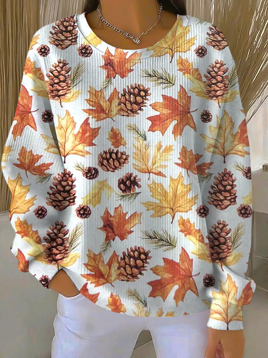 Ēden | Women's Autumn Pattern Sweatshirt - Printed Crewneck Pullover for Fall