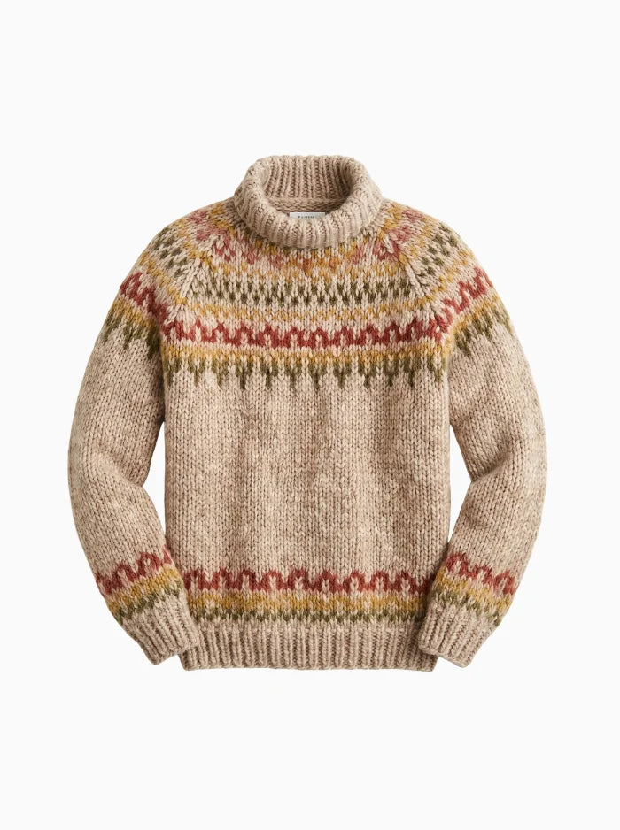 Sigrid | Turtleneck Norwegian Sweater Women Warm Knit-Women's Knitted Sweater-Beige-S-Camoufit