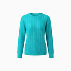 Aloura | Women's Cable Knit Jumper Long Sleeve Relaxed Fit Ribbed Hem Cosy Pullover Sweater-Women's Sweater-Pink-S-Camoufit