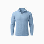 Vireon | Men's Half Zip Jumper Relaxed Fit Durable Knit Casual Pullover Sweater Layer-Men's Sweater-Blue-S-