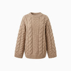 Verisse | Women's Chunky Cosy Jumper Oversized Soft Knit Drop Shoulder Relaxed Fit Pullover-Women's Sweater-Khaki-S-
