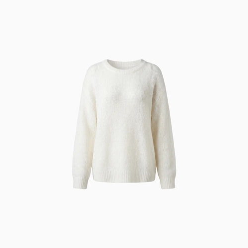 Aléora | Pullover Jumper for Women - Crew Neck Loose Fit White Knit Relaxed Cosy Fit-Women's Sweater-White-XS-Camoufit