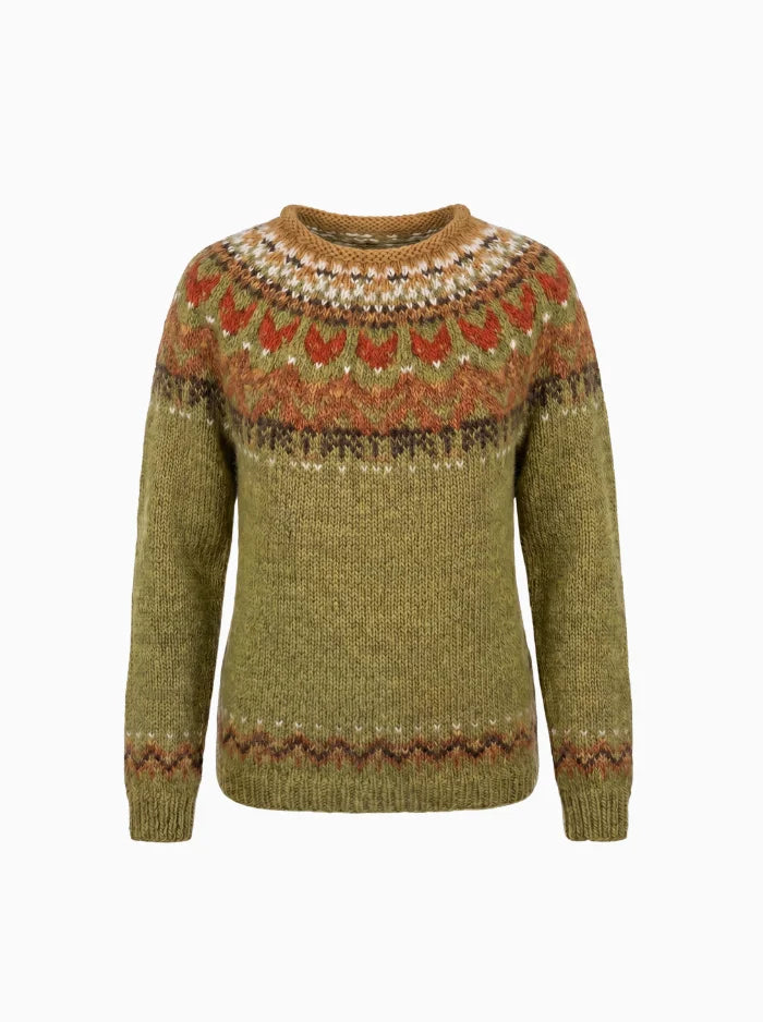 Mara | Winter Warm Sweater Women Crew Neck Comfort Fit-Women's Knitted Sweater-Green-2XS-Camoufit
