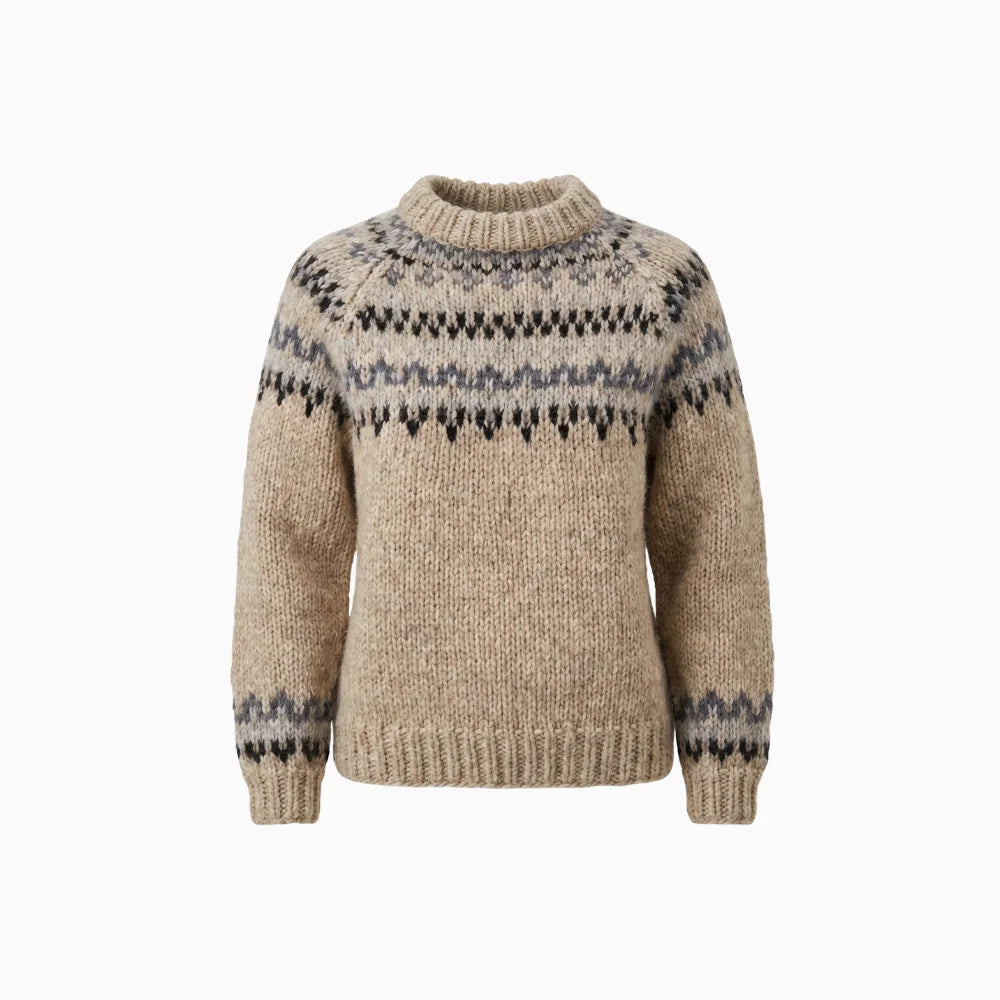 Naïra | Women's Handcrafted Icelandic Knit Jumper Soft Breathable Cosy Patterned Pullover Sweater-Women's Sweater-S-