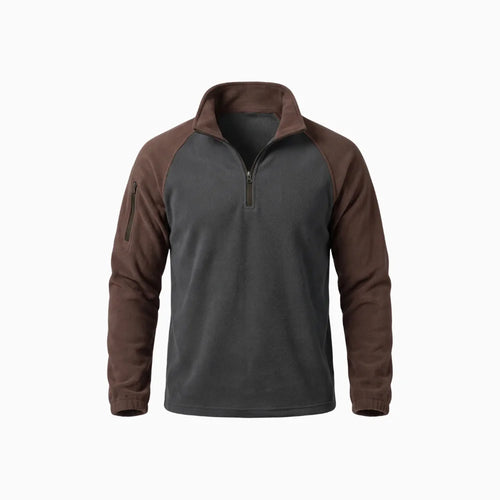 Bellaro | Fleece Pullover Jumper for Men - Warm Soft Long Sleeve Ribbed Cuff Slim Fit-Tactical Top-Coffee-S-Camoufit