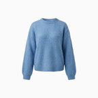 Calyra | Women's Oversized Wool Jumper Soft Fluffy Knit Relaxed Fit Cosy Ribbed Pullover-Women's Sweater-Blue-XS-