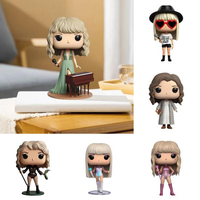 Set of pop star 2D charm figures, including singer with sunglasses and guitarist