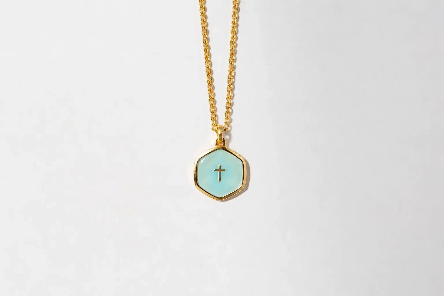 Elyvia | Cross Pendant Necklace for Women - Gold Enamel Minimalist Elegant Fit-Necklaces-Ethereal Blue-Gold-plated-Camoufit
