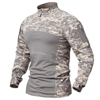 Alvian | Tactical Combat Shirt for Men - Long Sleeve Zip Elbow Padded Cotton Flexible Fit-Tactical Top-Grey-S-Camoufit