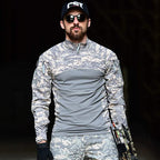 Alvian | Tactical Combat Shirt for Men - Long Sleeve Zip Elbow Padded Cotton Flexible Fit-Tactical Top-Camouflage-S-Camoufit