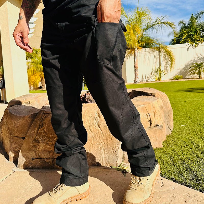 Santor | Tactical Pants for Men - Waterproof Rip Stop Cotton Blend 9 Pocket Cargo Combat Fit-Tactical Pants-Black-28W/32L-Camoufit