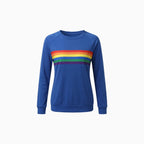 Lunaria | Rainbow Stripe Sweatshirt for Women – Knit Relaxed Fit-Women's Sweater-Blue-S-Camoufit