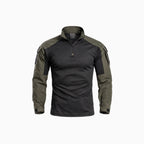 Ravello | Tactical Combat Shirt for Men - Quarter Zip Long Sleeve Sleeve Pocket Stretch Fit-Tactical Top-Black-S-Camoufit