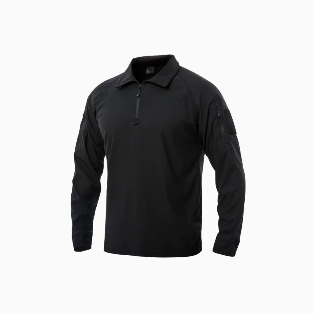 Mavero | Tactical Polo Shirt for Men - Moisture-Wicking Stretch Breathable Fit-Tactical Top-Black-M-Camoufit