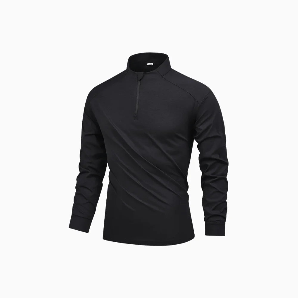 Auren | Long Sleeve Tee for Men - UPF 50 Quick Dry Athletic Fit-Tactical Top-Black-M-Camoufit